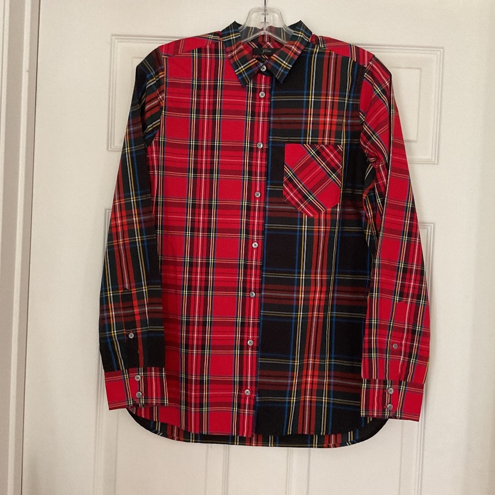 JCrew Women’s NWT holiday plaid classic button down shirt size 4